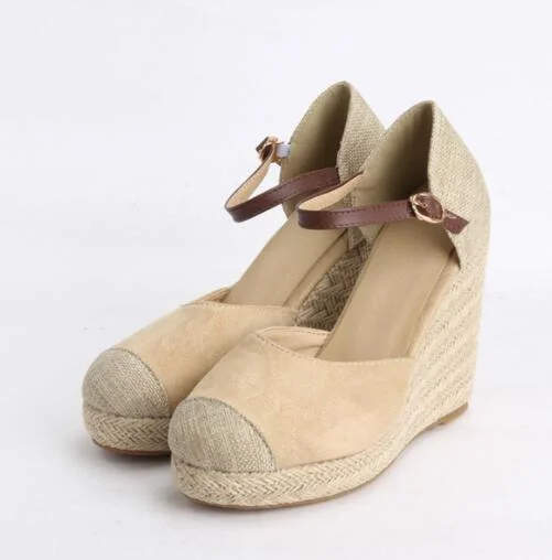Christmas Gift Meotina Women Sandals Summer Shoes Platform Wedges Heel Ankle Strap Shoes Bohemia Female Espadrille Sandals Red Big Size 34-43