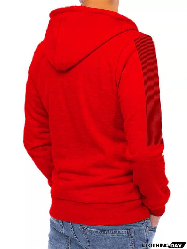 Men's Sports Style Anti-theft Zipper Pocket Drawstring Hoodies