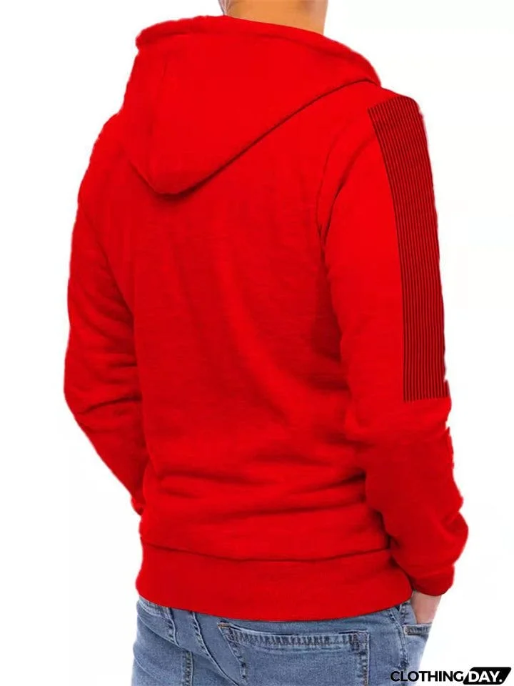 Men's Sports Style Anti-theft Zipper Pocket Drawstring Hoodies