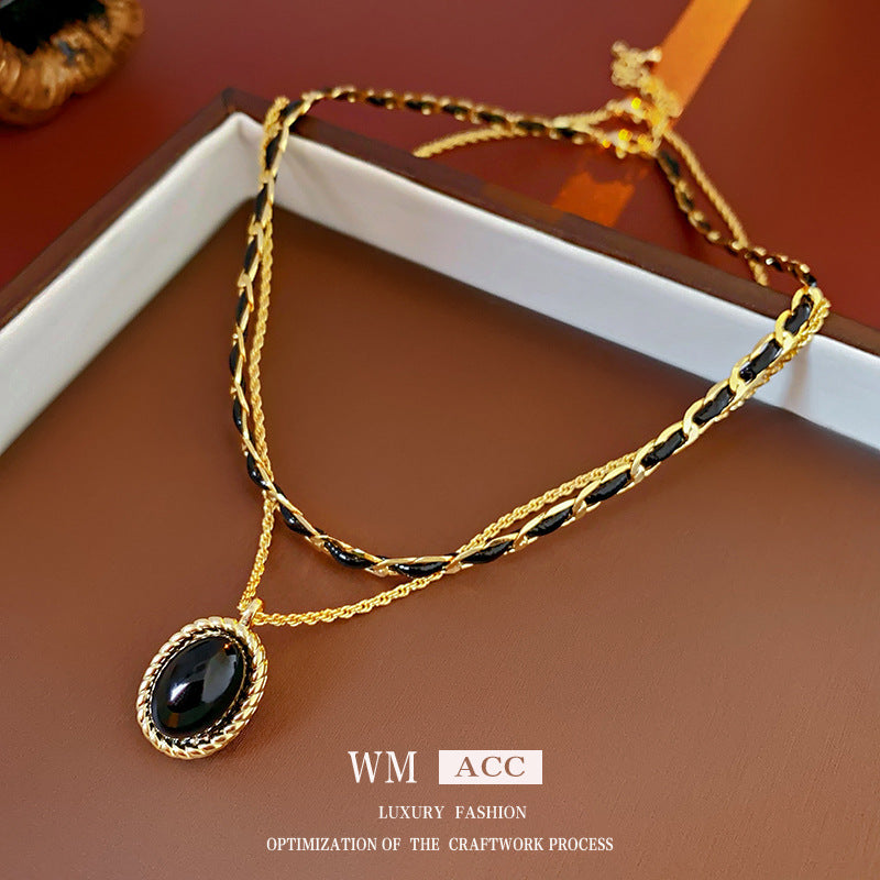 Medieval Ellipse Geometric Copper Electroplating Necklaces