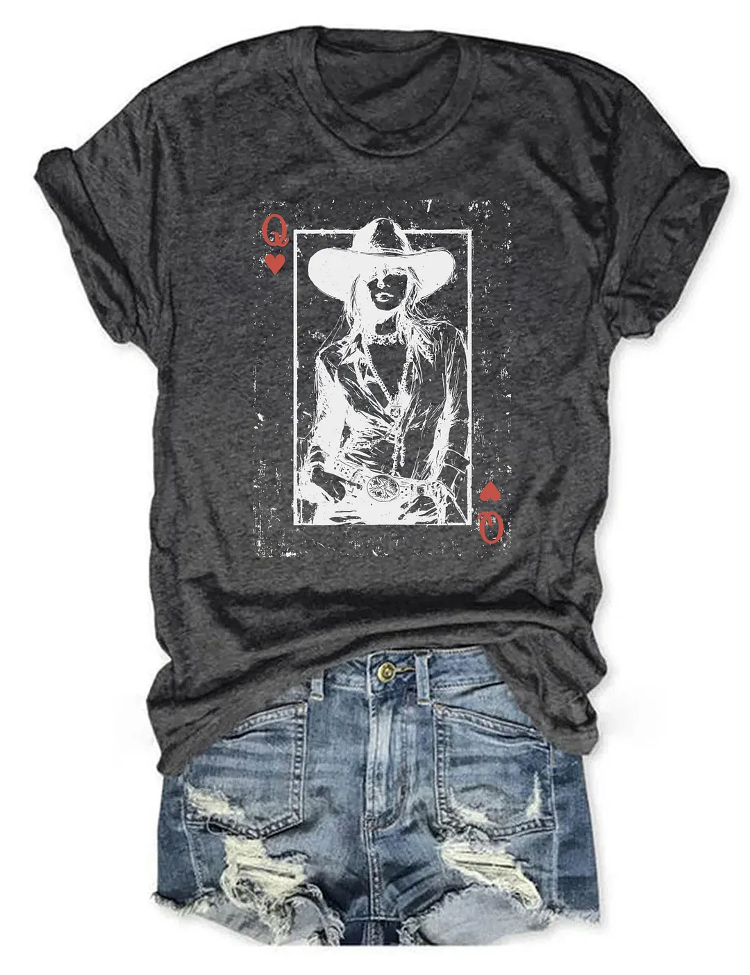 Cowgirl Queen Of Hearts Card T-shirt