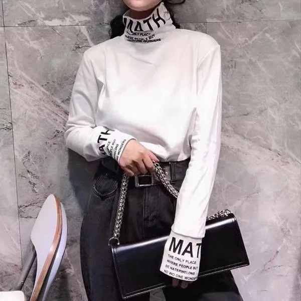 Winter Casual Fashion New Style Temperament All Match Turtleneck T Shirt
