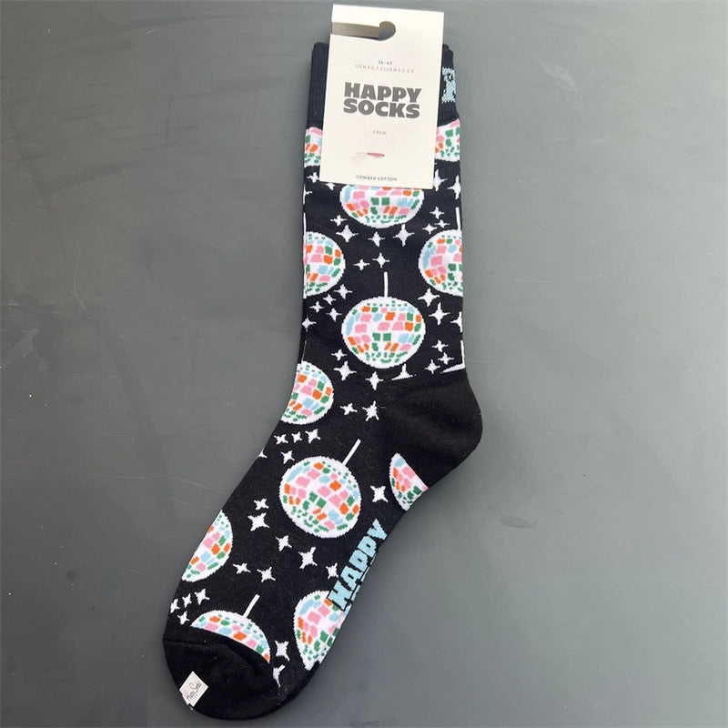 Women’s Vacation Minimalist Polka Dots Cotton Crew Socks A Pair