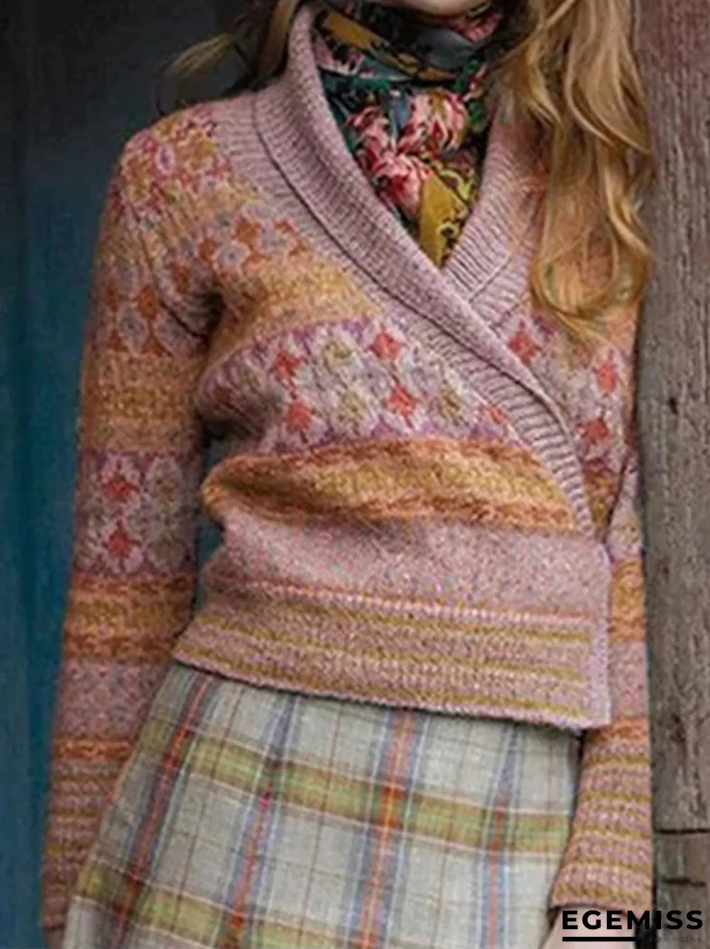 Casual V-Neck Printed Sweaters | EGEMISS