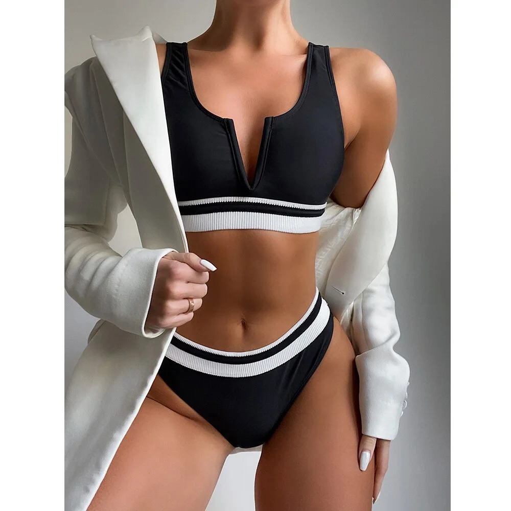 High Waist Bikini 2021 New Sexy Swimwear Women Bandeau Swimsuit Push Up Bathing Suits Summer Beach Wear Swimming Suit Bikini Set