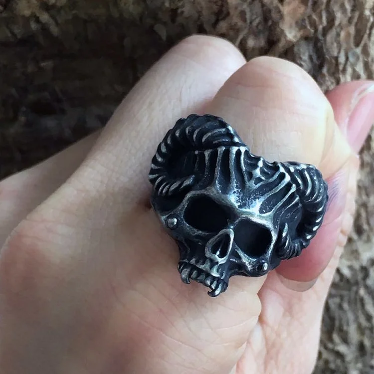 Satan Sheep Skull Ring