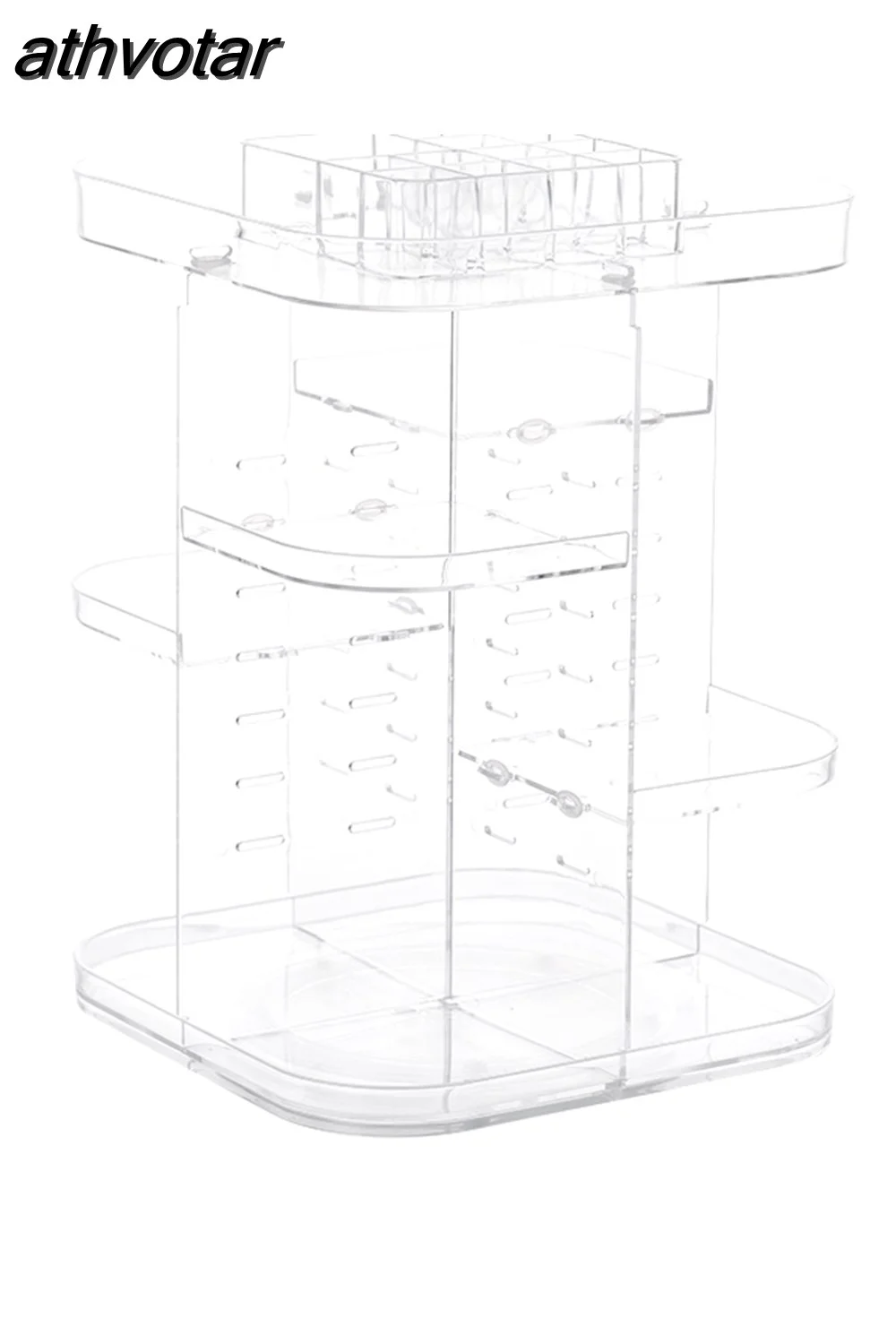 athvotar Degree Rotating Cosmetic Storage Box Make-up Organizer Lipstick Holder Transparent Crystal Display Stand Large Capacity