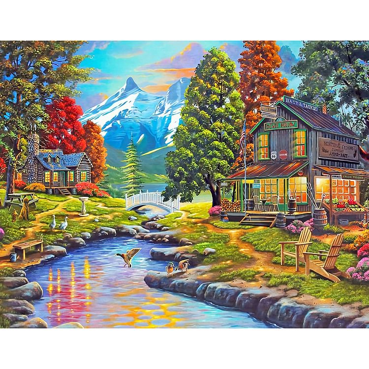 Diamond Painting - Full Round - Color River Cottage House(50*40cm)