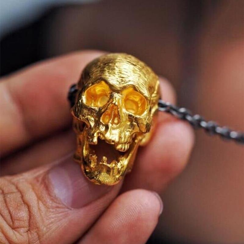 Vintage Gold Color Skull Necklace