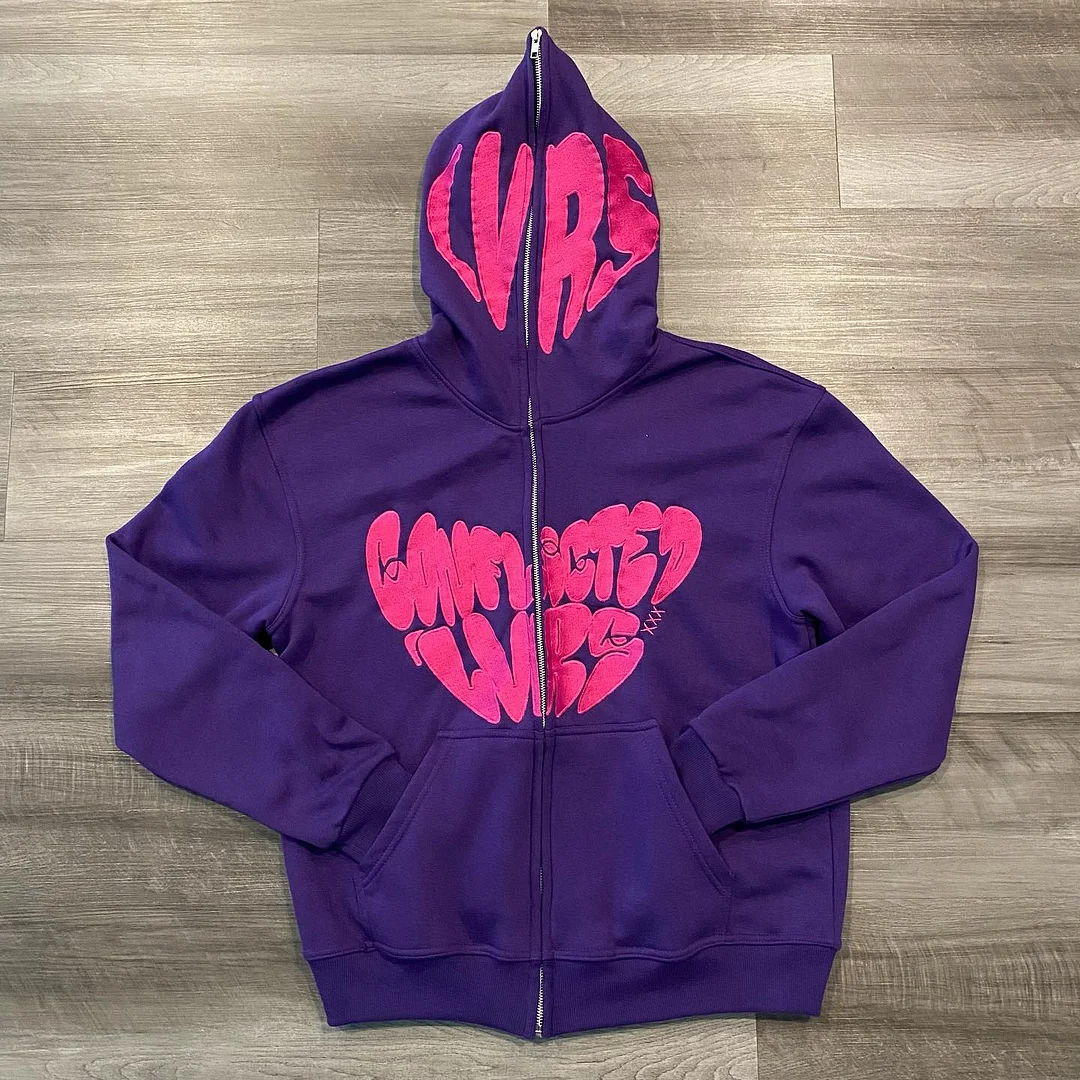 Fashion statement full zip print hoodie