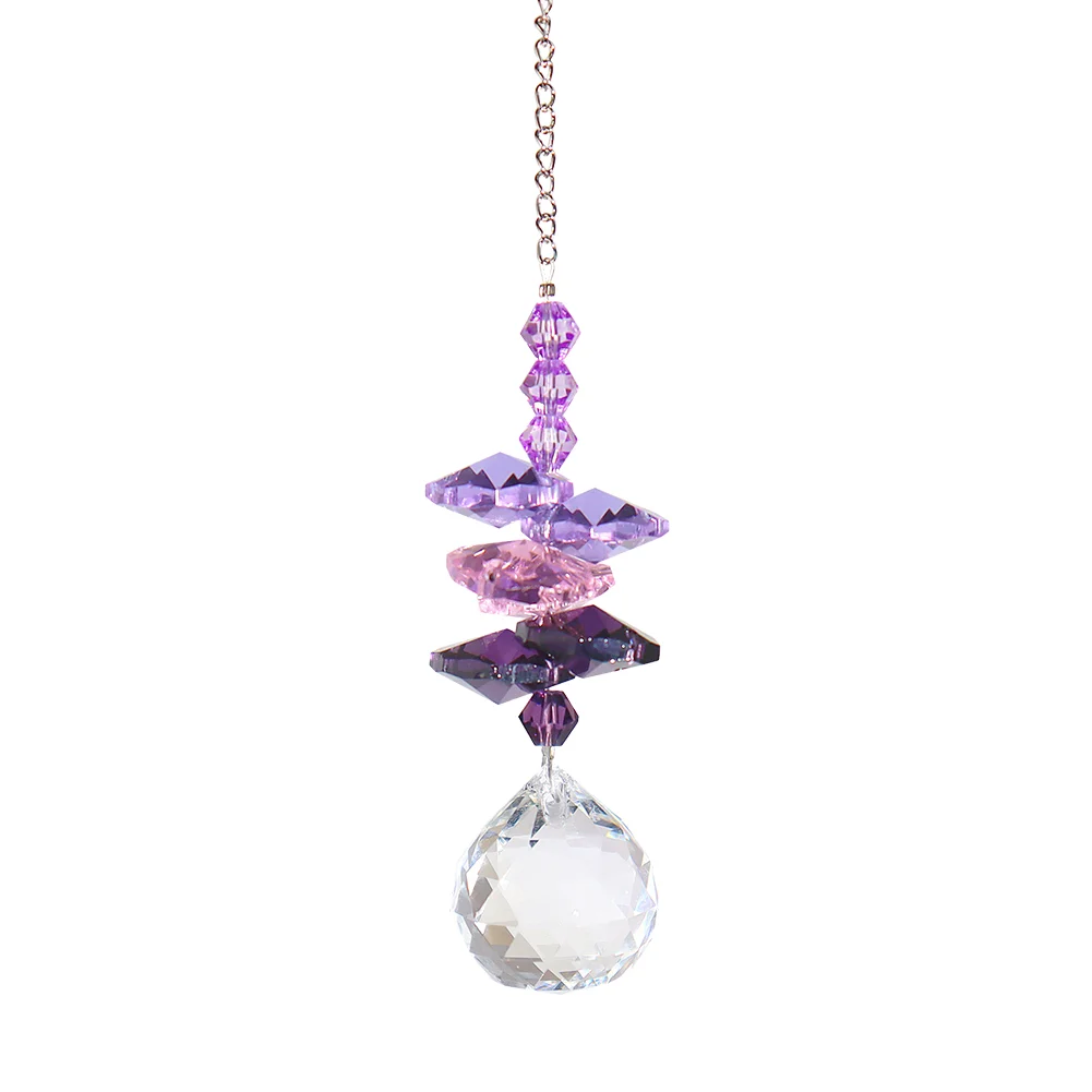 Crystal Wind Chime Light Catching Pendant Home Hanging Ornaments (Purple)