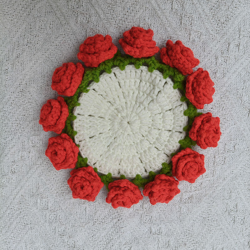 Crochet Pointy Rose Bouquet Coaster