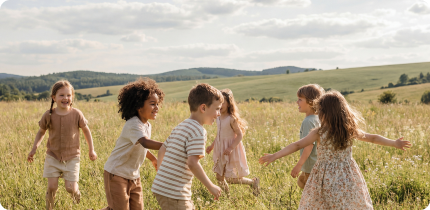 Children playing in field
