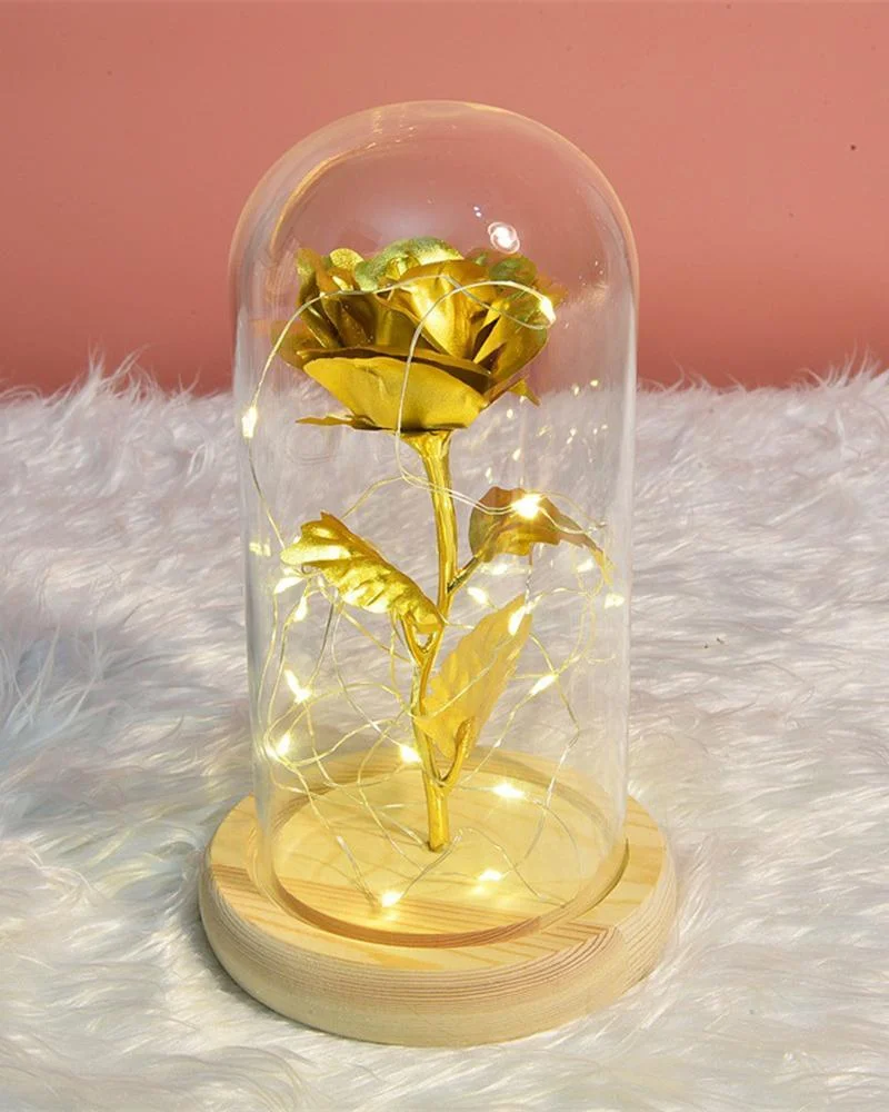 Rose glass cover with LED gift