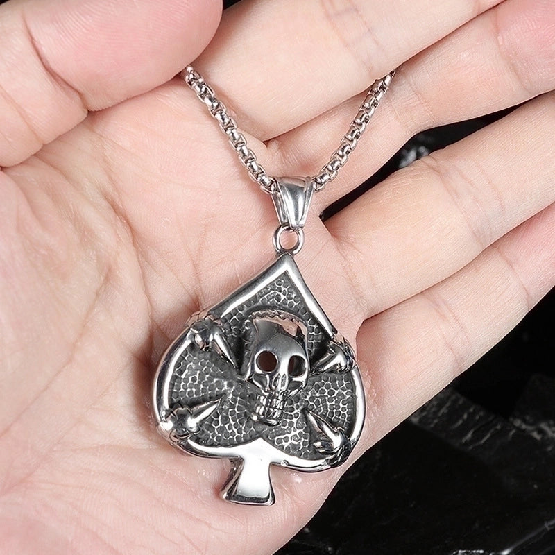 Retro Skull Titanium Steel Stoving Varnish Halloween Unisex Pendant Necklace