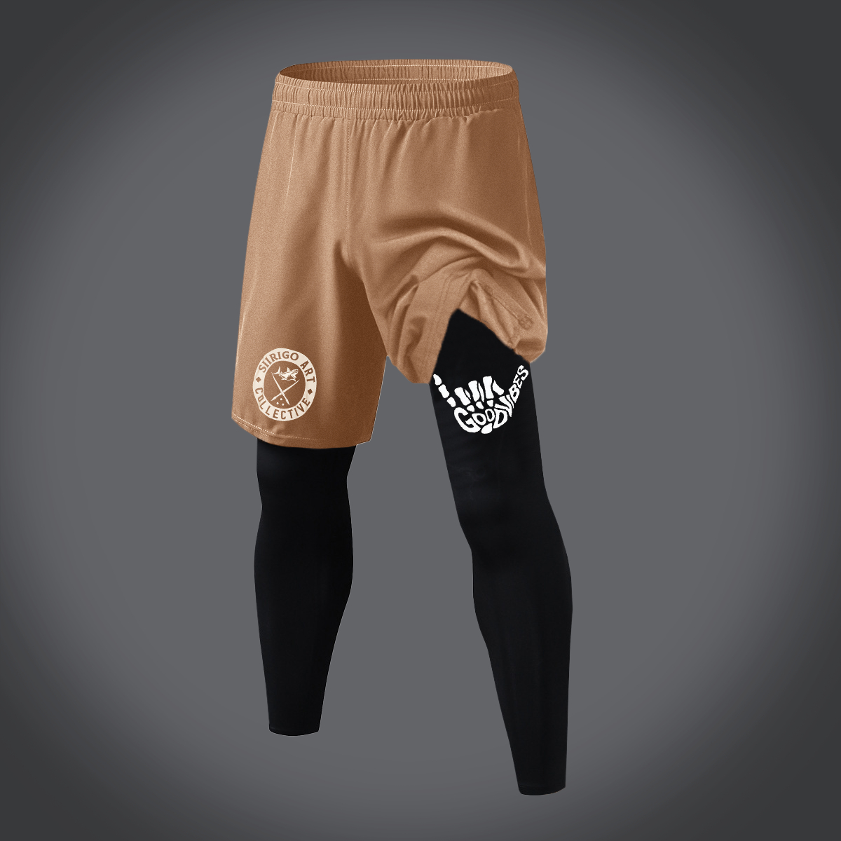 GOOD VIBES Bone Hand Graphic Print 2 in 1 Gym Workout With Leggings