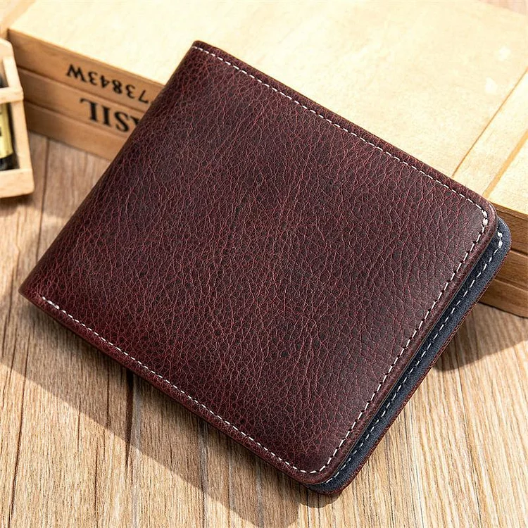 Men's Leather Contrast Design Folded Wallet
