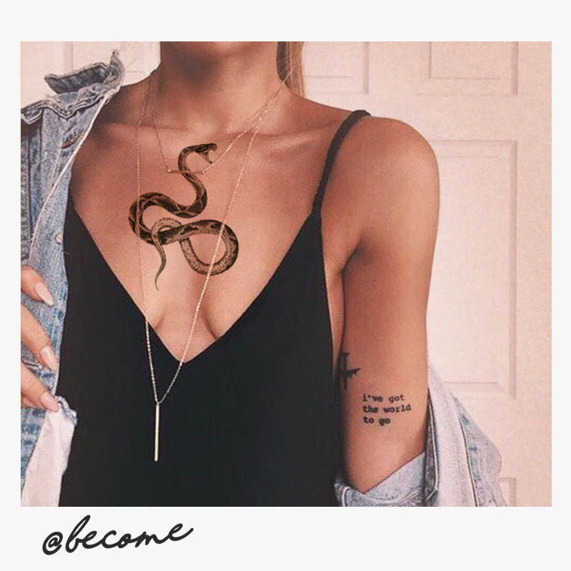 New Red Snake Temporary Tattoo Sticker Waterproof Men and Women Body Art Personality Cool Fake Tattoo Arm Thigh Tattoo Sticker