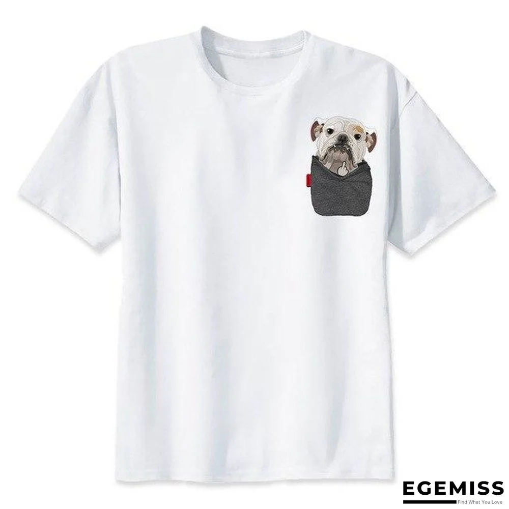 French Bulldog Casual White Printed Short Sleeve T-shirt For Men/Women Tops Tees | EGEMISS