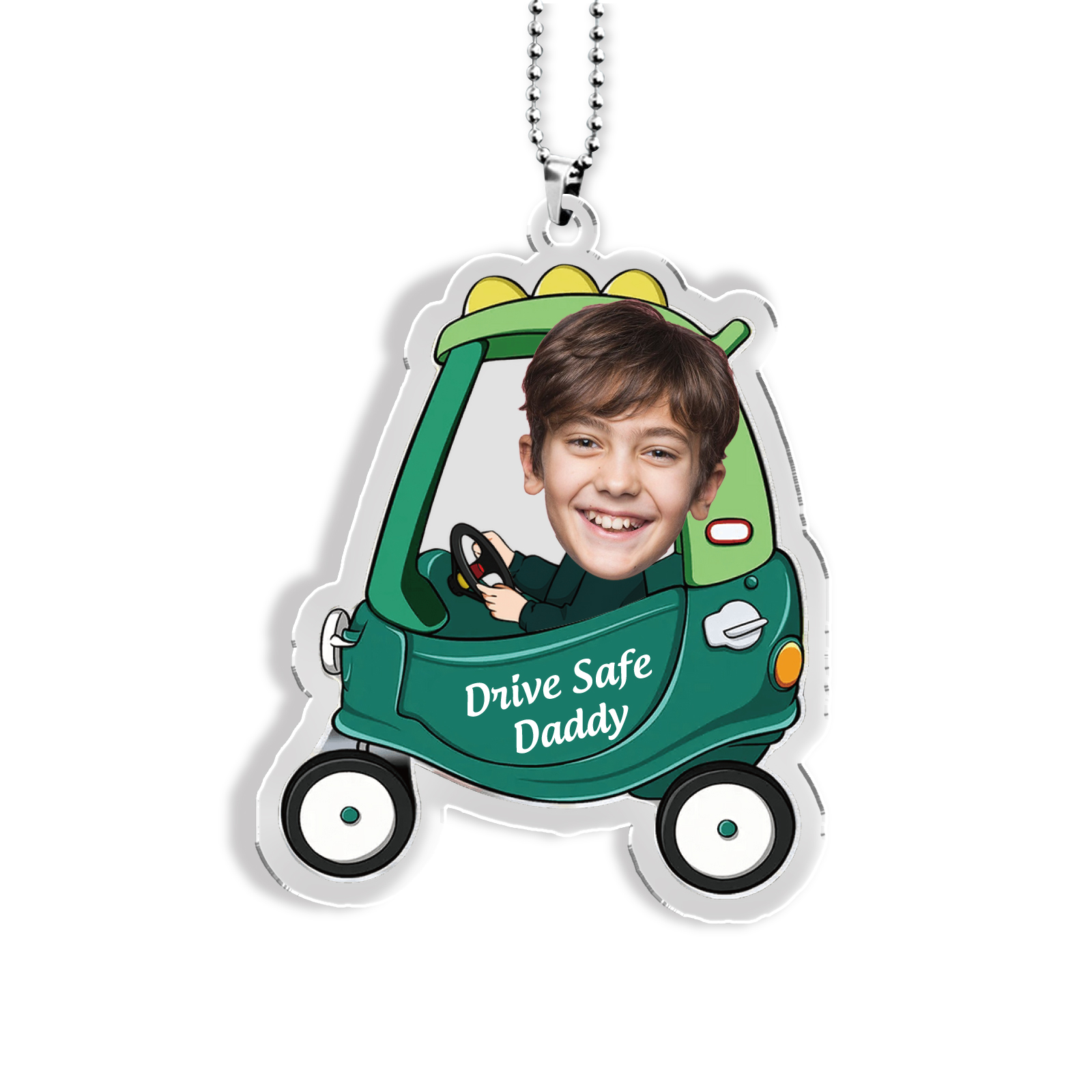 Personalised Car Hanging Ornament Custom Photo & Text & Name Keychain Acrylic Pendant Gift for Dad/Mom-Jessemade AU
