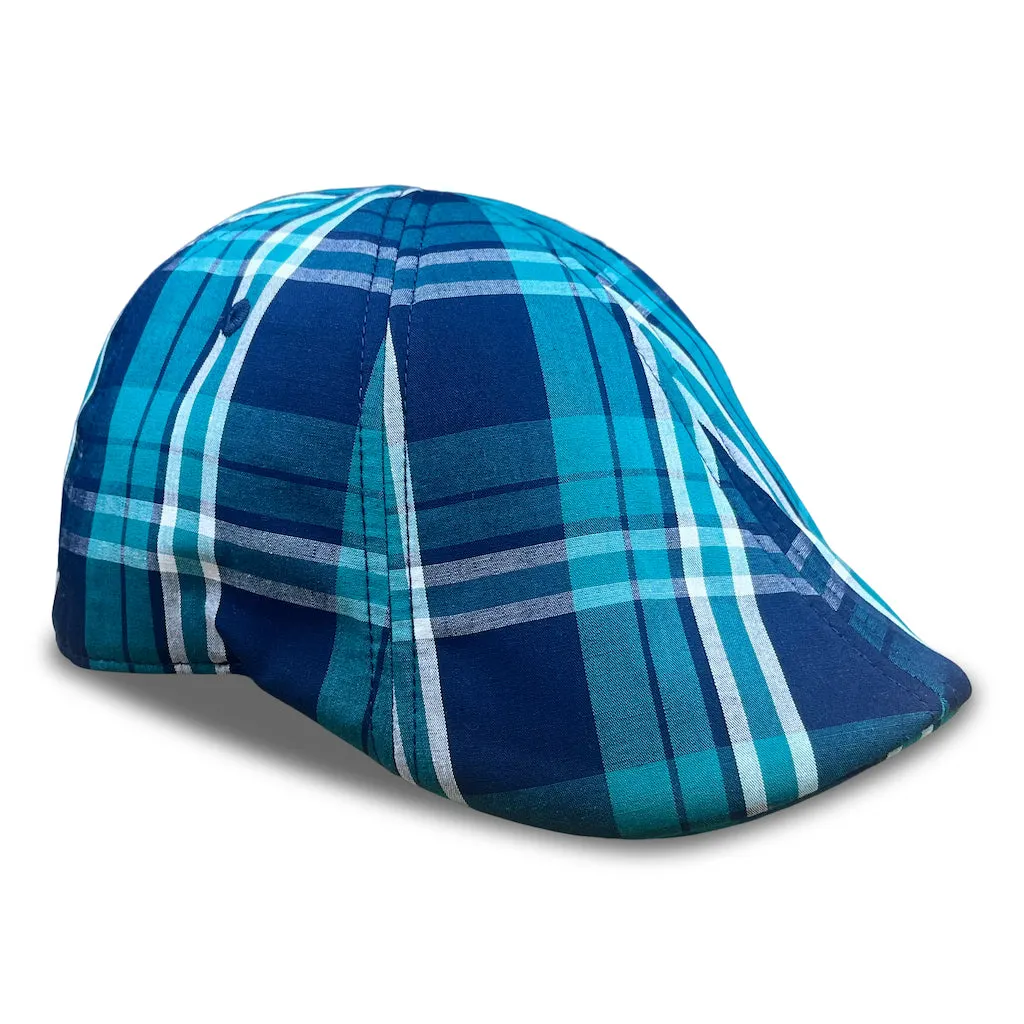 Hatsfashion-The Sweetwater Plaid Trainer   Cap - Tealwater