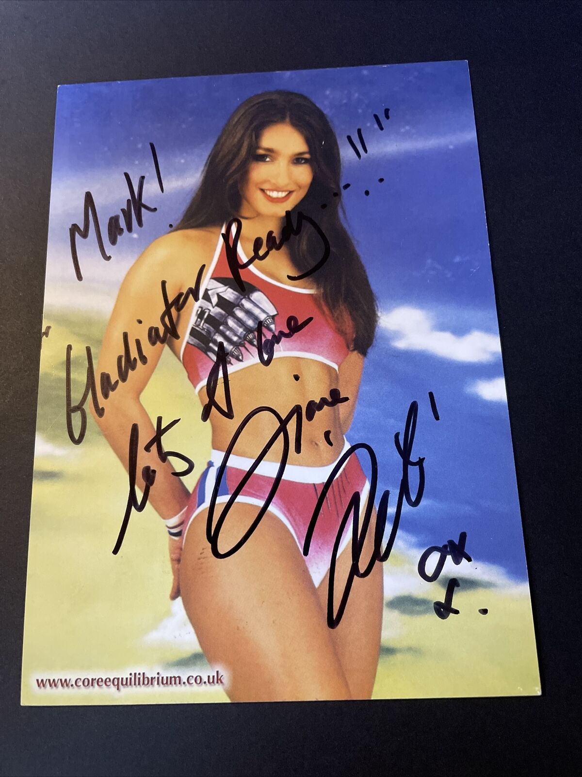 JET (Diane Youdale) GLADIATORS TV SERIES HAND SIGNED 6x4 Photo Poster painting Card (To Mark)