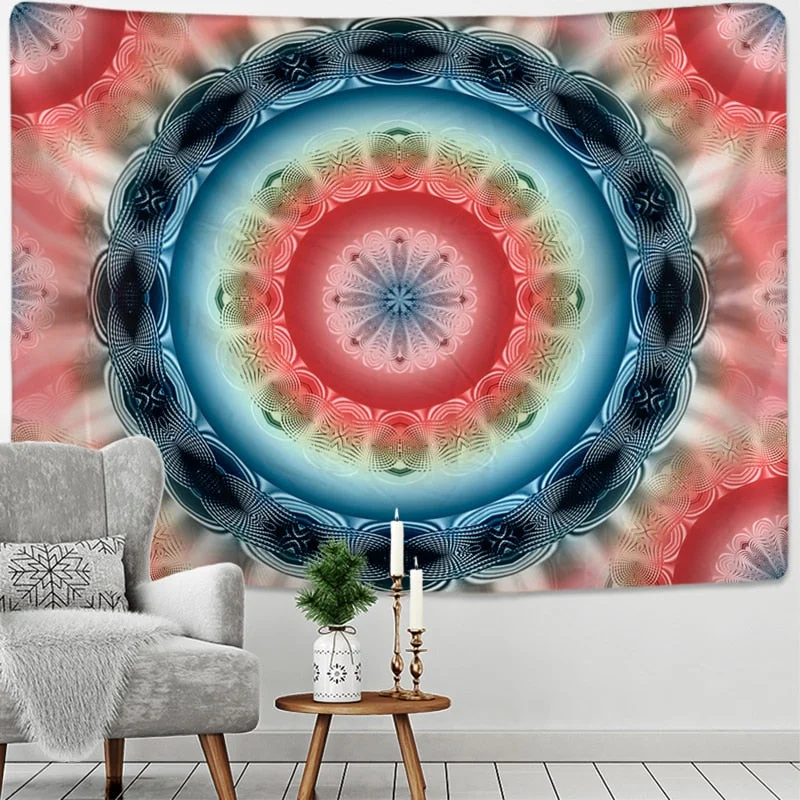 Radiant Mandala Tapestry Wall Hanging Psychedelic Colorful Hippie Tapiz Mystery Art Boho Style Home Decor