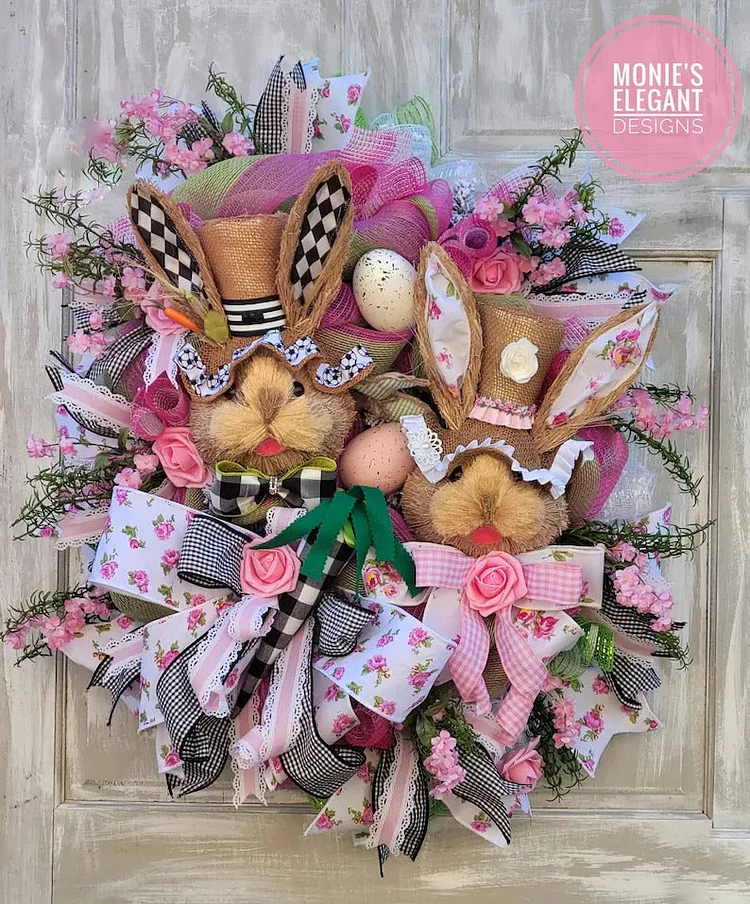 2022 New Easter Decoration - Sisal Bunny Wreath