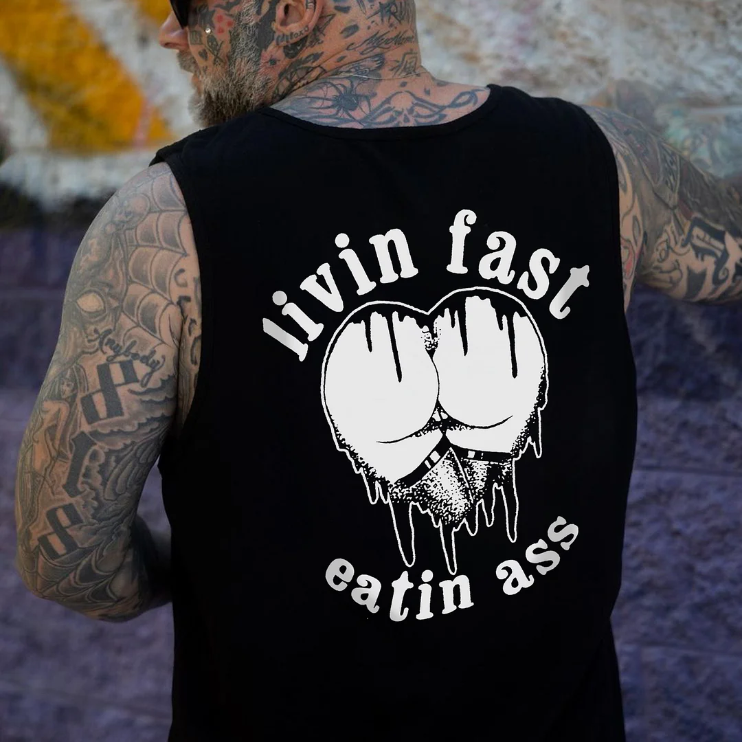 Livin Fast Eatin Ass Print Men's Vest -  