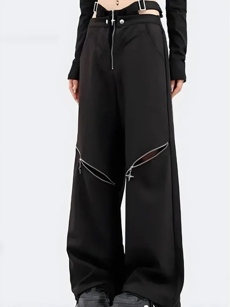Brownm Cut Out Waist Pants
