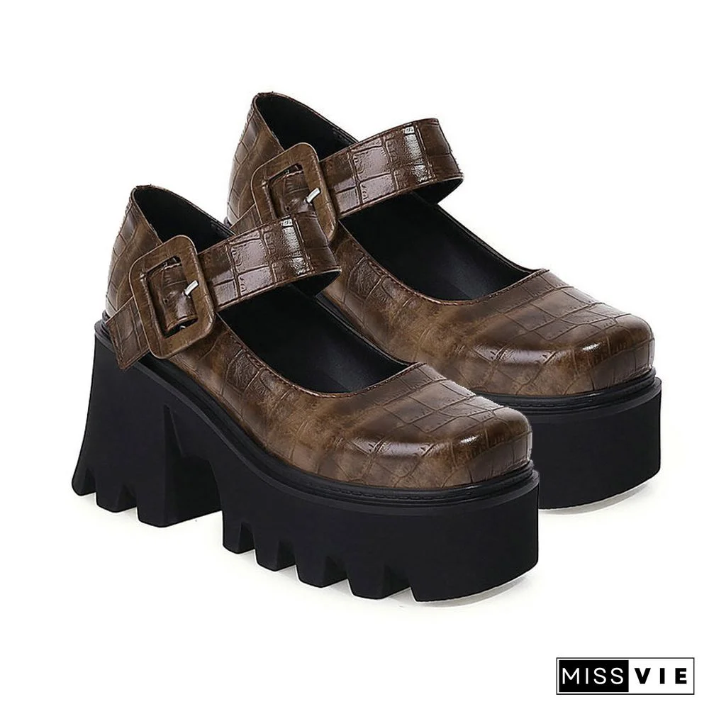 Vintage Mary Jane Shoes Platform Strap Buckle