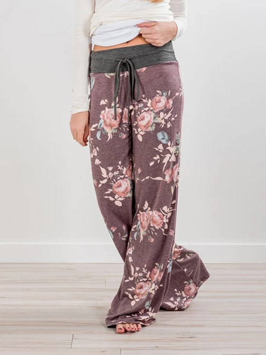 Vacation Printing Belt Casual Long Pant