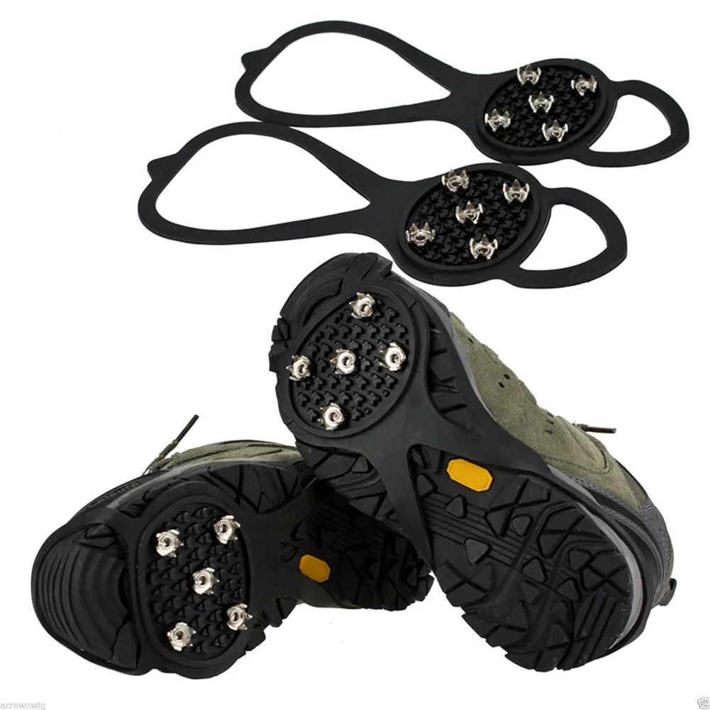 1 Pair Gourd Shape Rubber 5 Teeth Ice Claw Outdoor Non-slip Shoes Covers for Ice Snow Ground