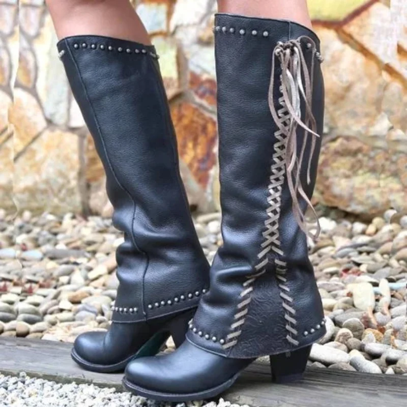 Women's Solid Round Toe Casual Boots.