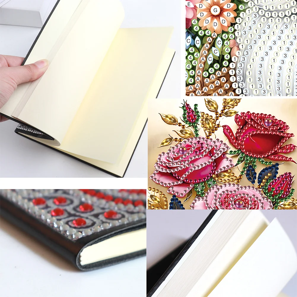 5D DIY Special Shaped Rose 50 Pages Diamond Painting Notebook for Adults Beginners