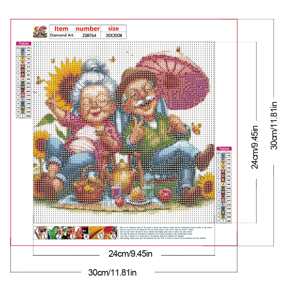 Diamond Painting - Full Round Drill - Old Couple(Canvas|30*30cm)