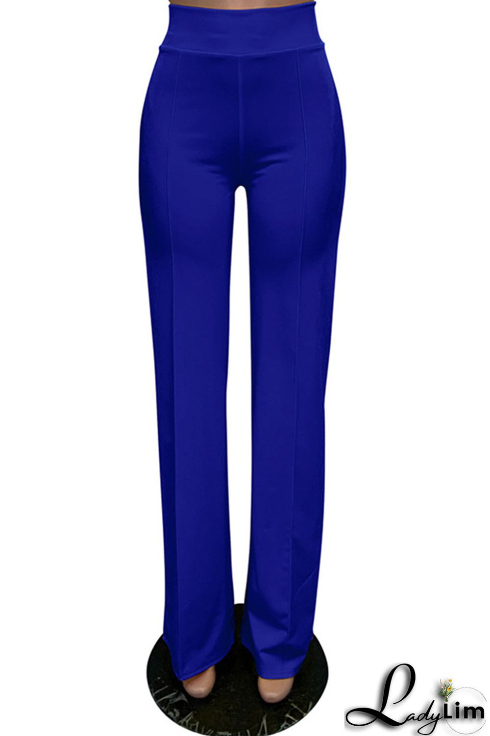 White Fashion Casual Solid Basic Regular High Waist Trousers