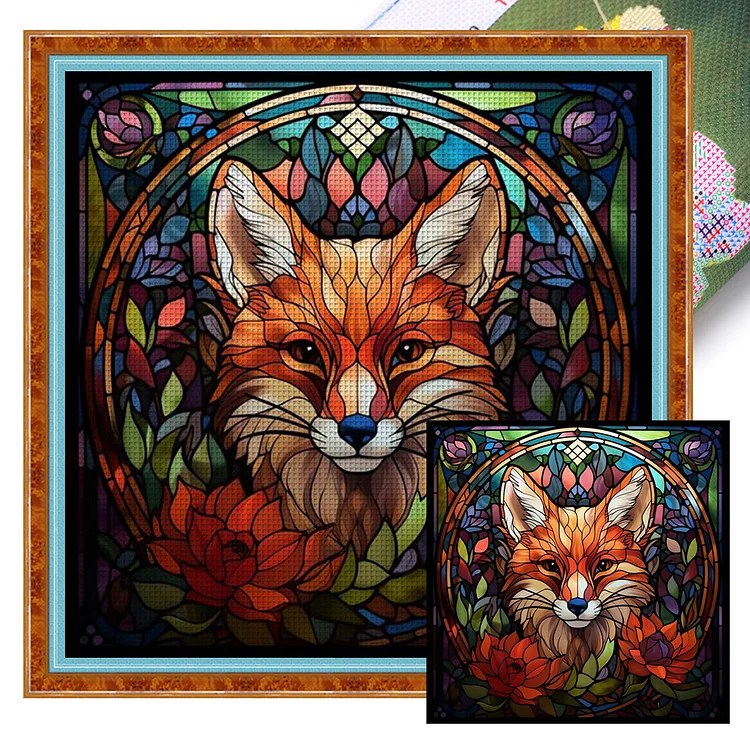 Glass Painting-Fox (50*50cm) 11CT Stamped Cross Stitch gbfke