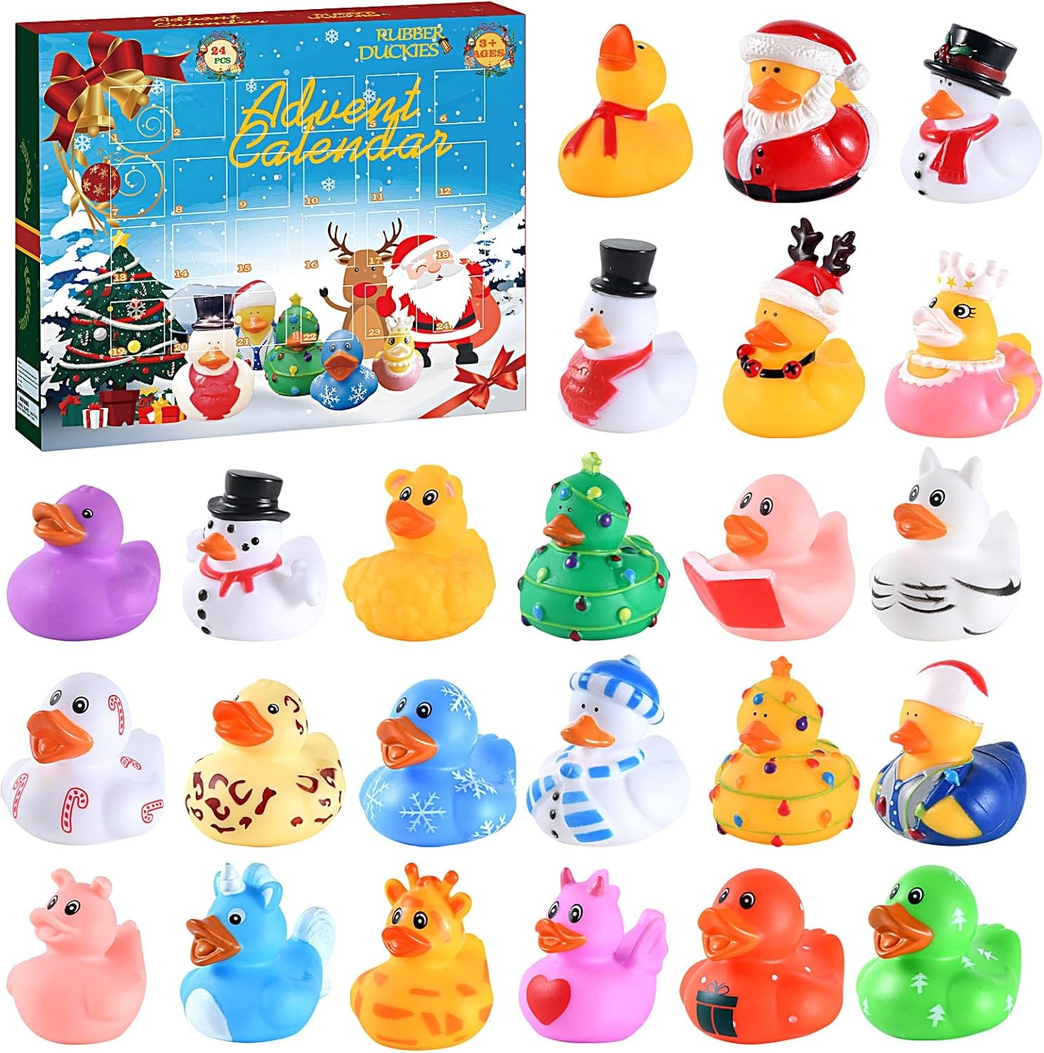 🎉Advent Calendar 2024-24 Rubber Ducks Toys Advent Calendar for Kids - tree - Codlins
