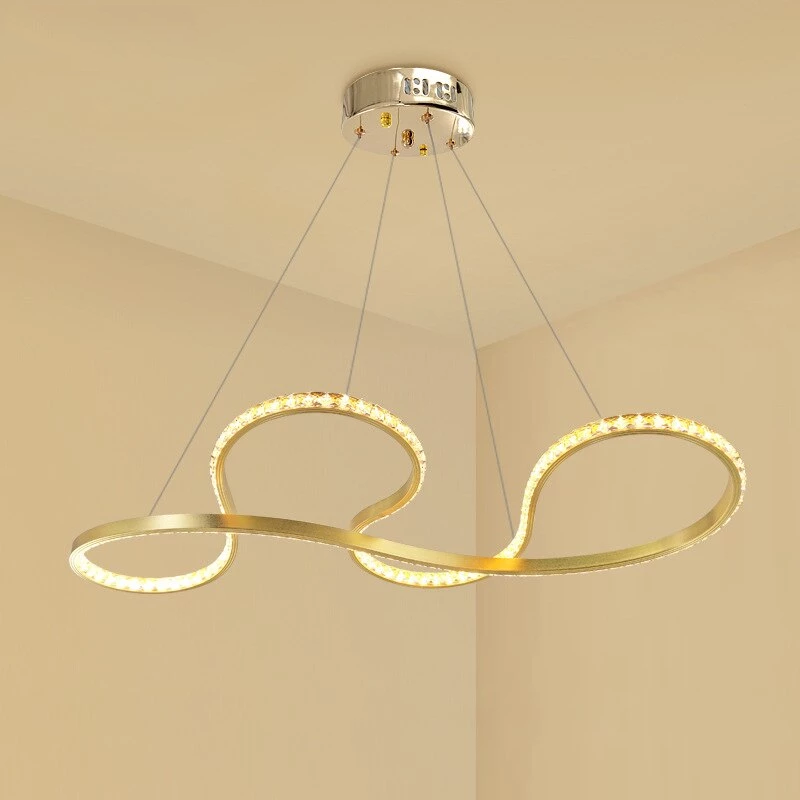 New Design LED Crystal Pendant Lights Gold Lustre Moderno For Living Room Dining Room Cristal Ceiling Hanging Fixture