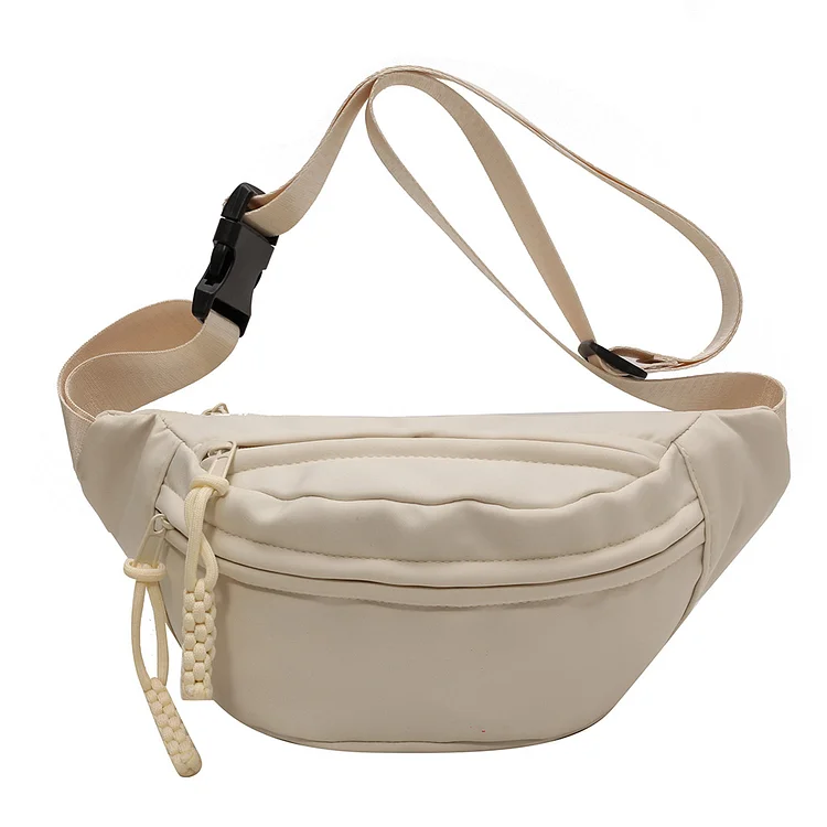Women Chest Bag Canvas Fashion Waist Pack Belt Bag Outdoor Travel Bags (Beige)