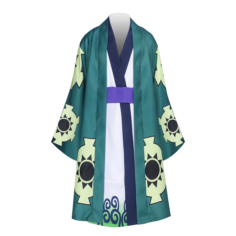 Kids Children One Piece Wano Country Arc Roronoa Zoro Green Set Outfits Cosplay Costume Halloween Carnival Suit
