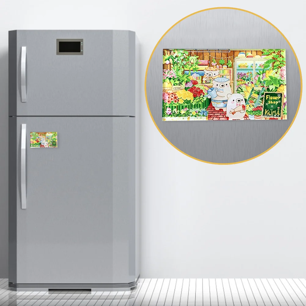 Scenery Refrigerator Magnet Acrylic Magnetic Sticker Sewing Needles Suction(4.5*7.7cm)