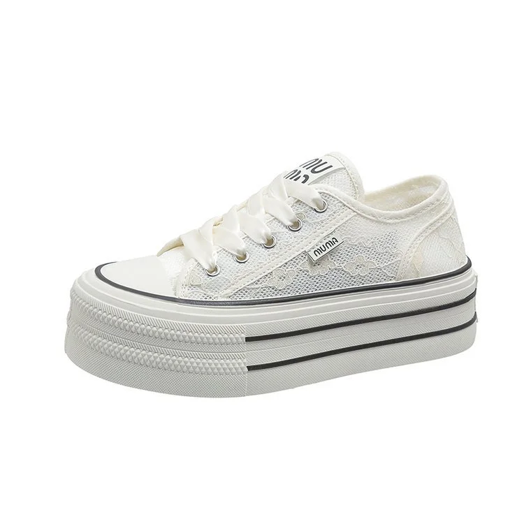 Churchf Churchf Small White Shoes Female 2024 Spring / Summer New Small Fragrant Wind Student Platform Casual Shoes Breathable Heighten Canvas Net Shoes