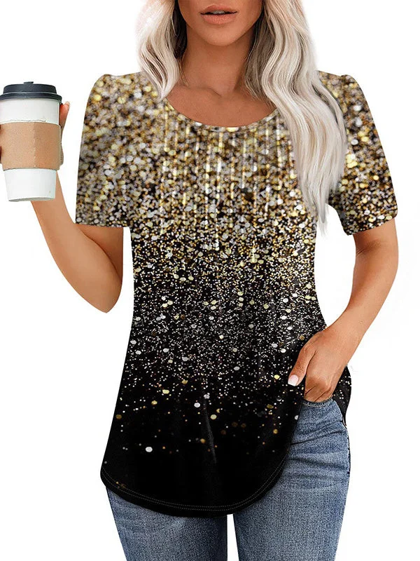 Women's Short Sleeve Scoop Neck Printed Graphic Tops