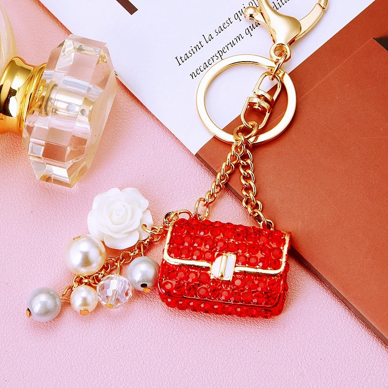 Elegant Korean Style Bag Metal Inlay Rhinestones Women’s Bag Pendant Keychain