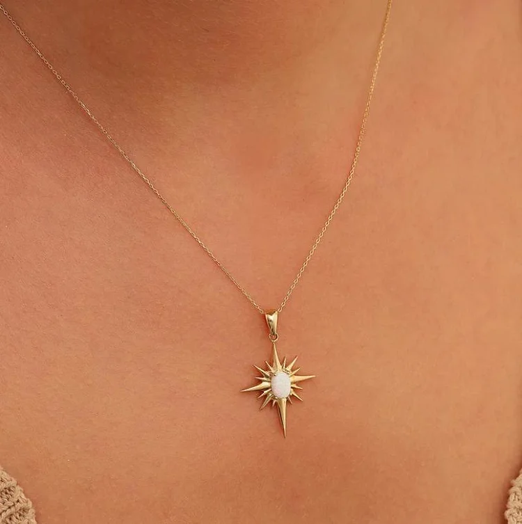 Olivenorma Natural Opal Light Star 18K Gold Necklace