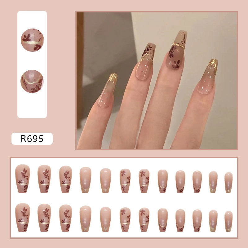 Simple And Cute Classic Style Autumn And Winter Wear Armor Cheap Hot Sale Nail Sticker Caramel Amber Finished Product Fake Nails
