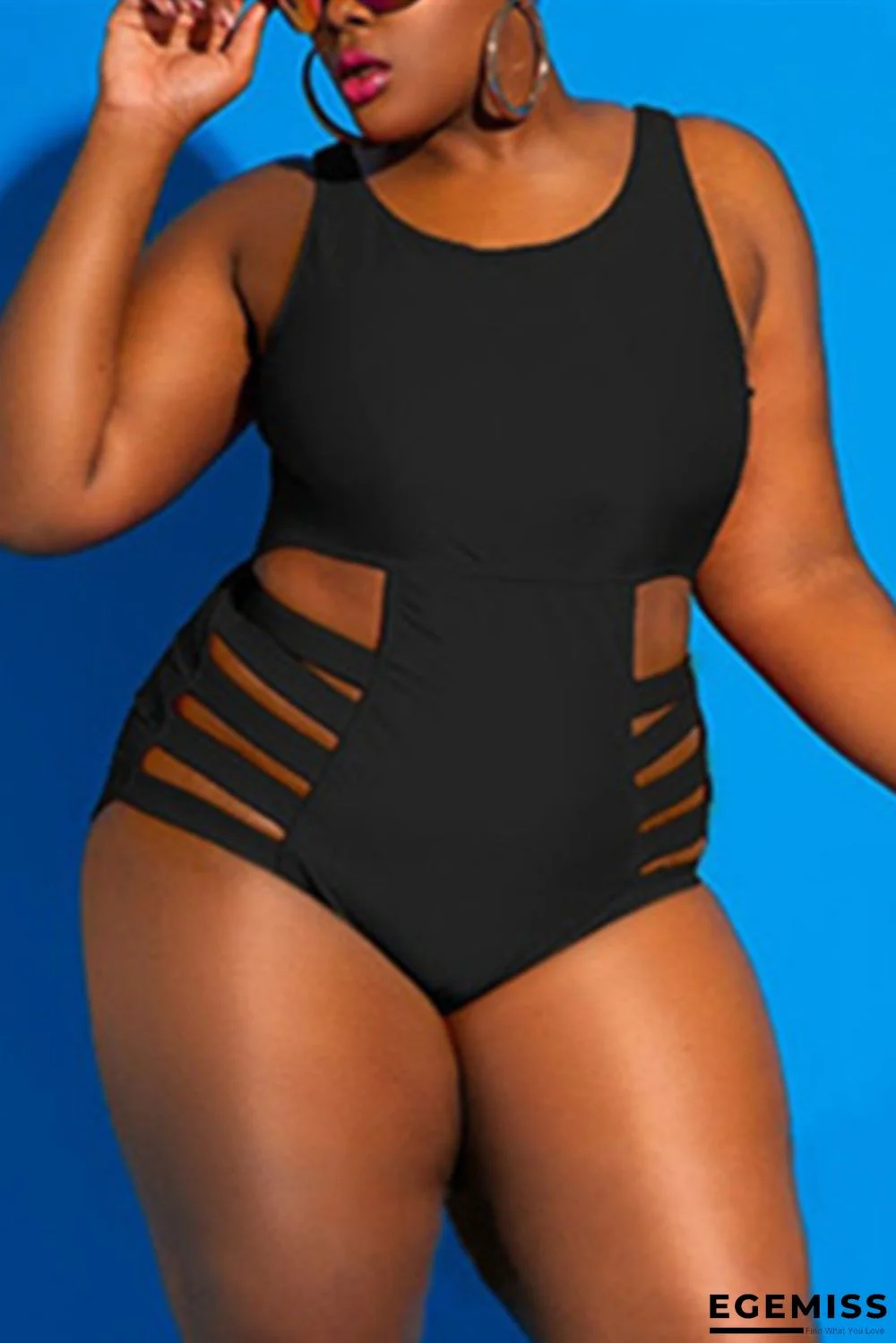 Black Fashion Sexy Plus Size One Piece Swimsuit | EGEMISS