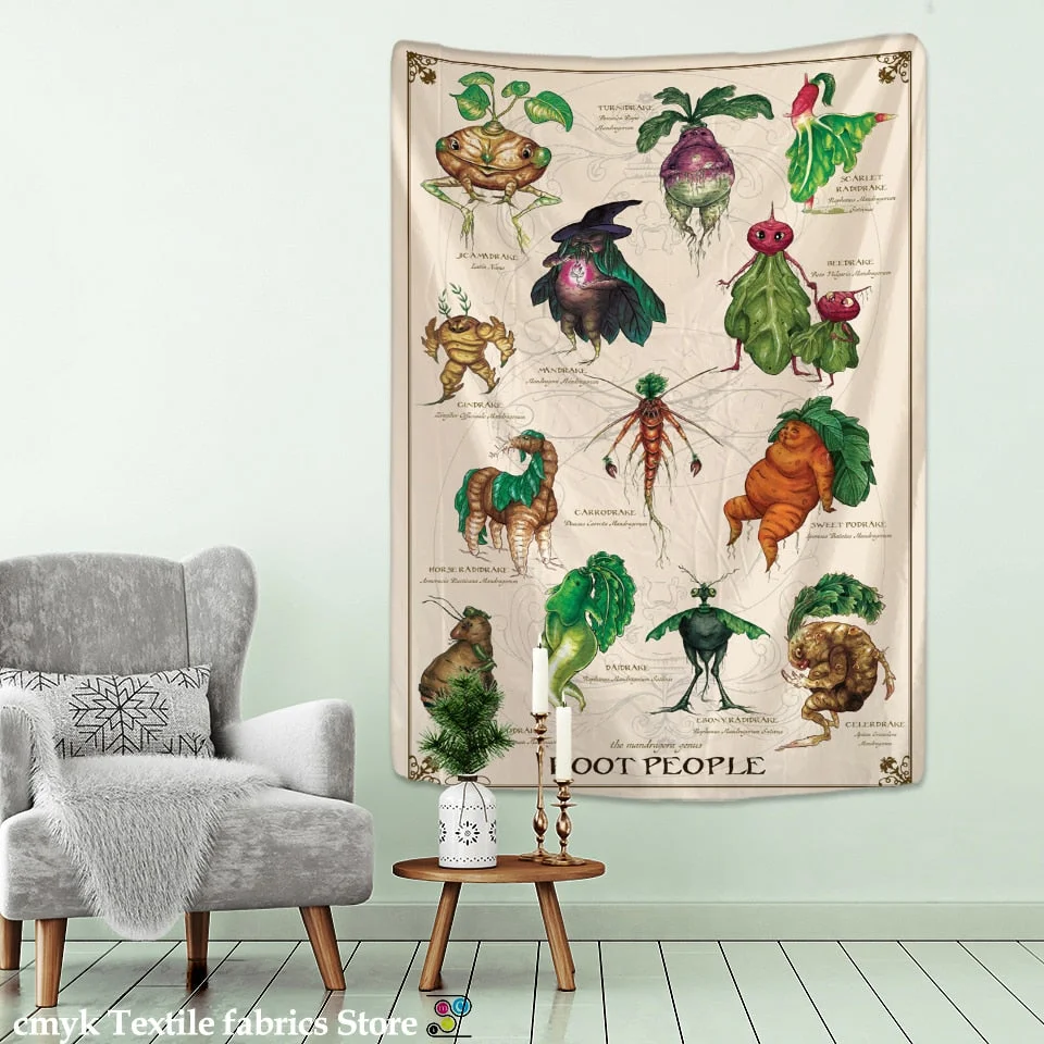 Vegetable Tarot Tapestry Wall Hanging Bohemian Psychedelic Witchcraft Hippie Tapiz Dormitory Room Home Decor